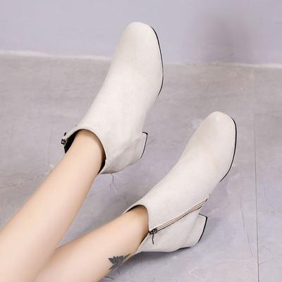 Универсальные ботильоны с квадратным носком и средним каблуком женские 2025 осень и зима новая модная повседневная простая обувь Мартин ботинки на толстом каблуке детские