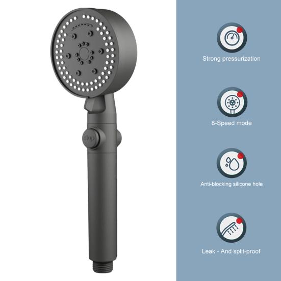 Shower Head 8-Spray Modes High-Pressure Handheld Showerhead Durable Leak-Proof Shower Spray Nozzle for Home