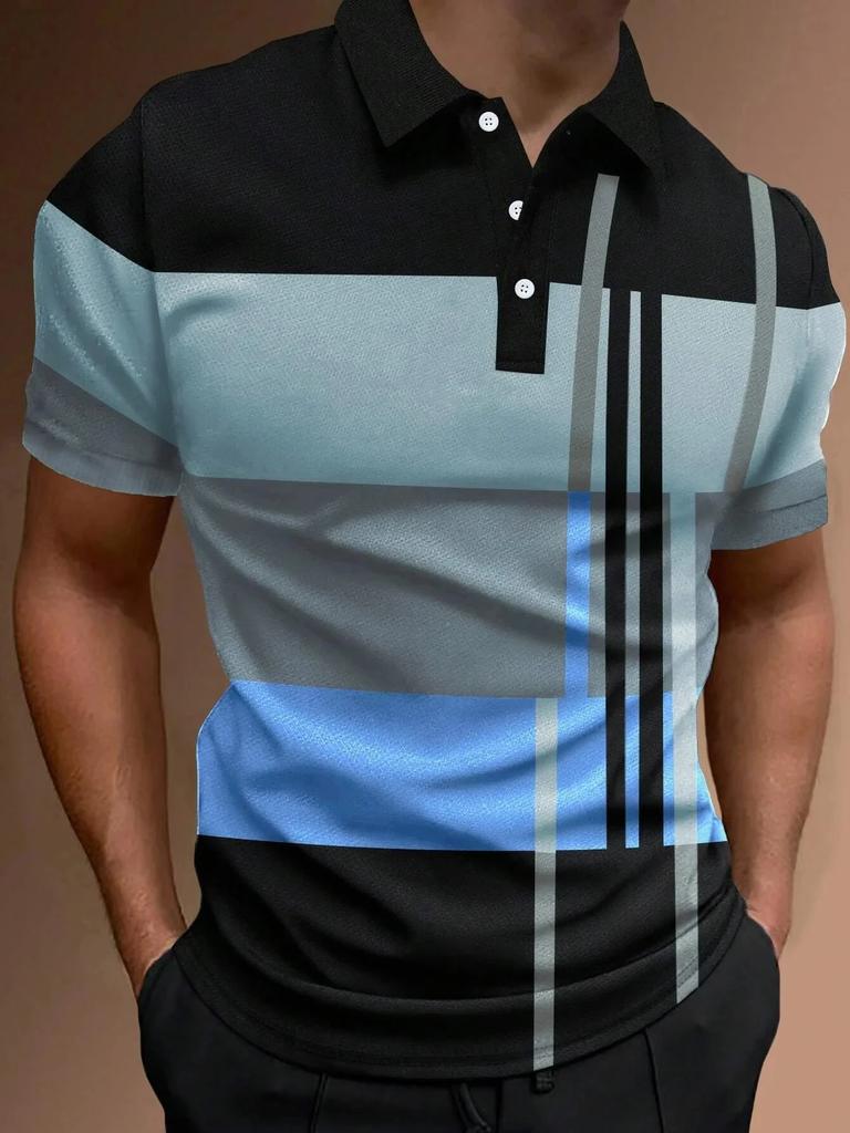 Paint Splatter Print Short Sleeve Polo Shirt, Stylish Casual Wear For Men