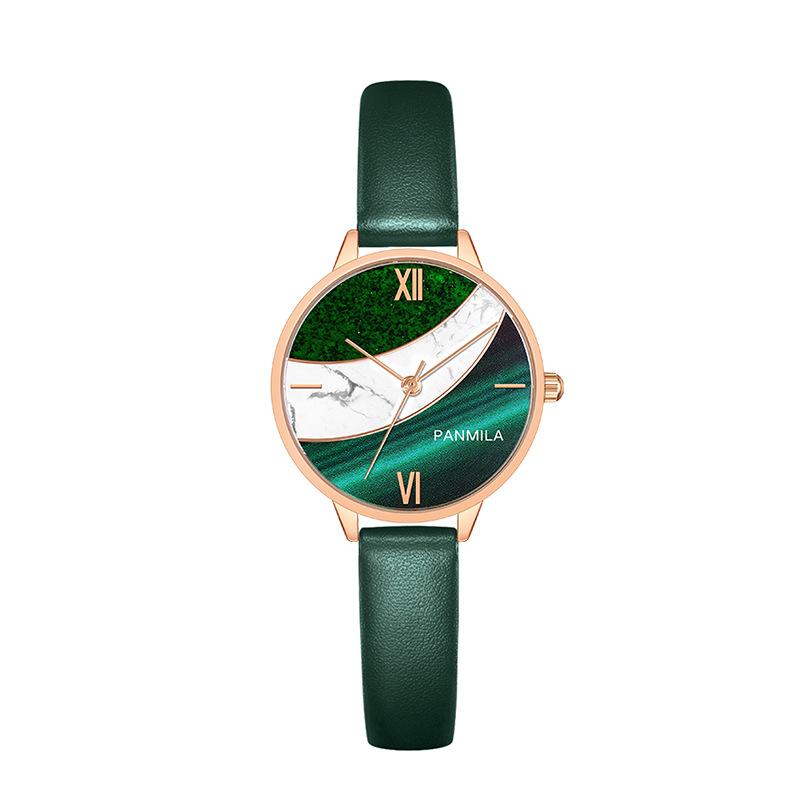 Маленькие зеленые часы Новые женские часы Ins Style Marble Pattern Женские часы Peacock Green Nordic Style Simple Watch
