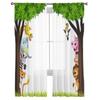 Jungle Forest Cartoon Animal Lion Elephant Tulle Sheer Curtains for Living Room Bedroom Window Curtain Voile Organza Drapes