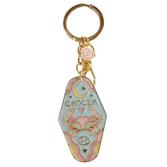 Брелок-подвеска «Зодиак» с узором двенадцати созвездий, ретро-брелок для ключей мотеля «Зодиак», эмалевое кольцо для ключей в богемном стиле