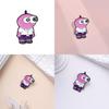 Cartoon Stylish Pink Character Brooch Featuring Big Eyes Fashionable Metal Pin Accessory