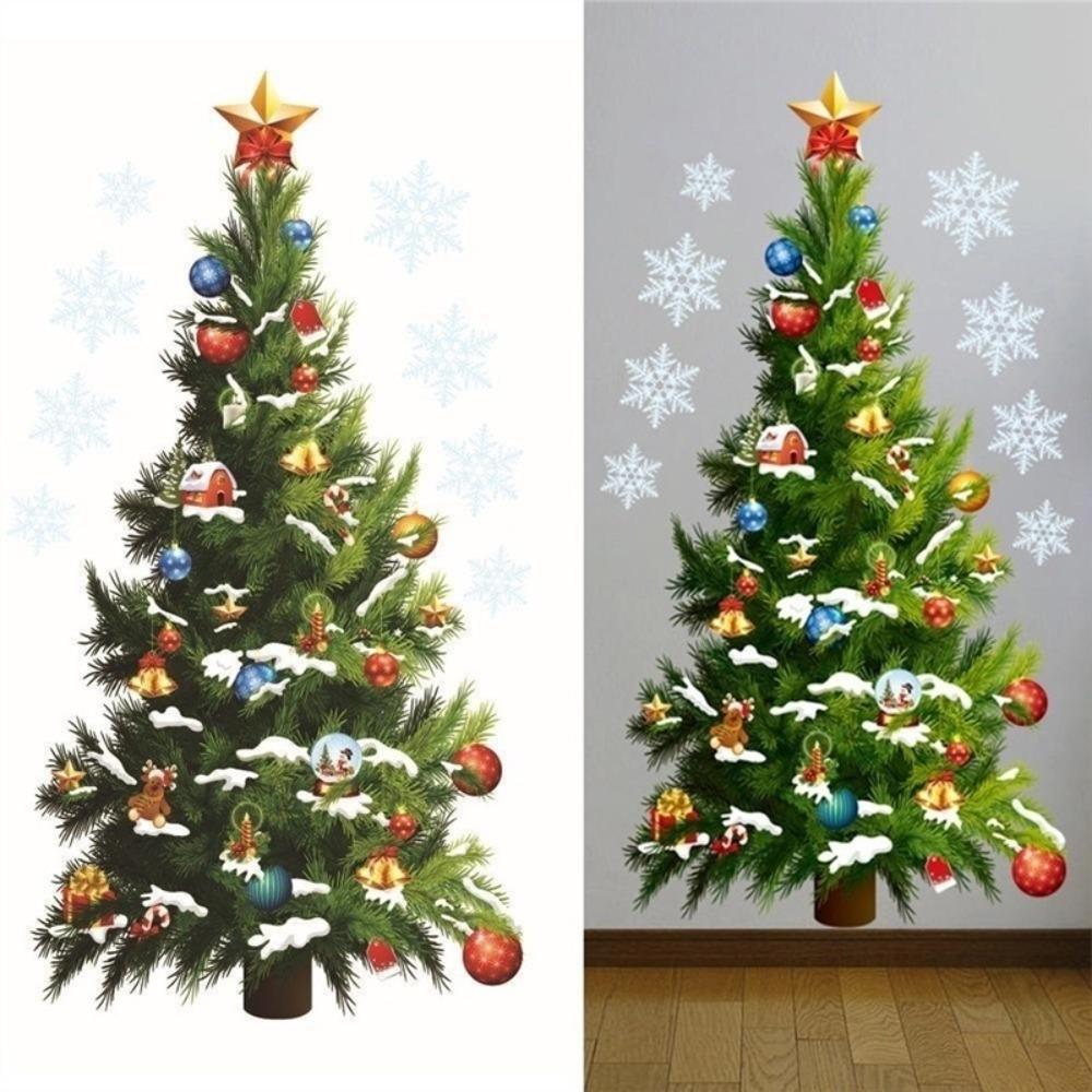 Self-Adhesive Christmas Tree Wall Stickers Waterproof Holiday Window Stickers Christmas Season