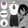 Reze Cosplay Costume Chainsaw Man Outfits Blue Suit Shirt Tie Short Neck Ring Women Anime Uniform Halloween