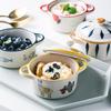 Multifunctional Kitchen Ceramic Bowl with Lid Exquisite Double-eared Noodle Ramen Salad Steamed Bowls High Appearance Tableware