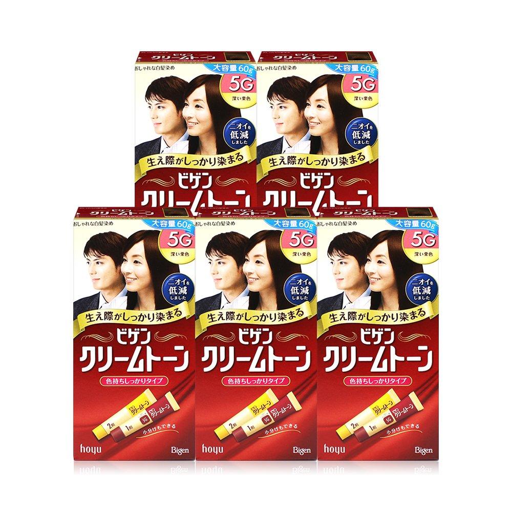 Bigen Cream Tone Hair Dye Large Capacity 60g Hair Dye Dark Brown 5G X 5