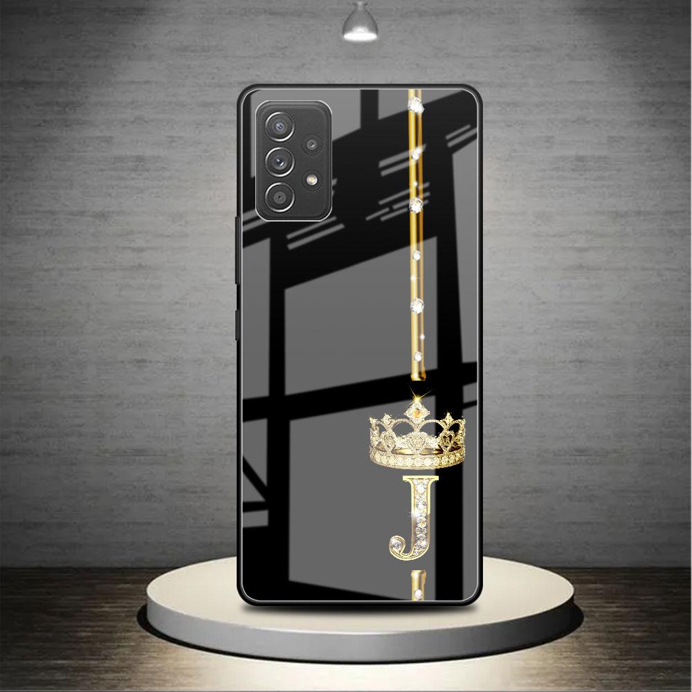 Стеклянный чехол из розового золота с 26 буквами ABC для Samsung Galaxy A52 A71 A50 A51 A70 A21s A31 A72 A10 A12 A30 A22 5G, чехол для телефона