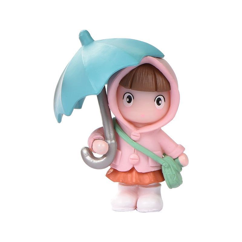 Cute Umbrella Girl Micro-landscape Gardening Accessoriesumbrella Raincoat Crossbody Bag Girl Ornaments