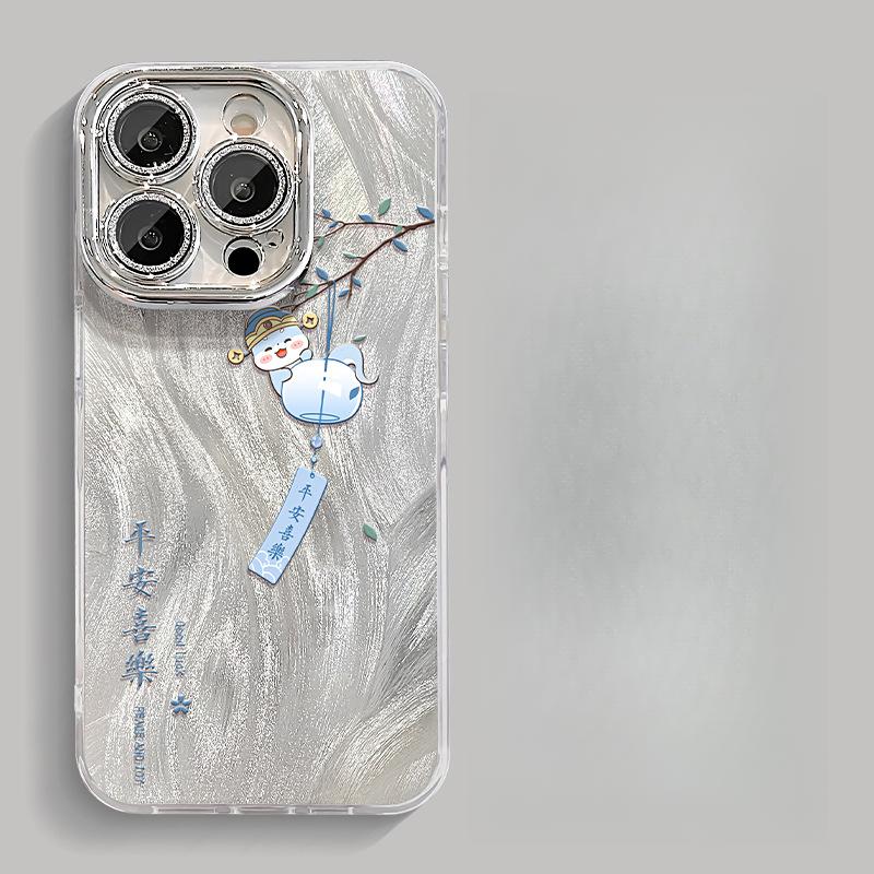 Мирная Радость Колокольчик Ветра Змея Подходит Для Apple 16 Перо Пряжа Мобильный Чехол 15pro Полностью Включающая Защитная Пленка для Объектива 14 Креативный Китайский Стиль X