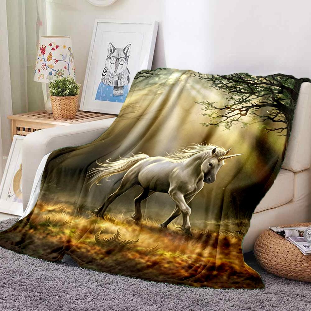 Unicorn Forest Flannel Blanket Throw Blanket Soft Warm Sofa Bed Camping Home Decor Unique Christmas Gift Cs9223