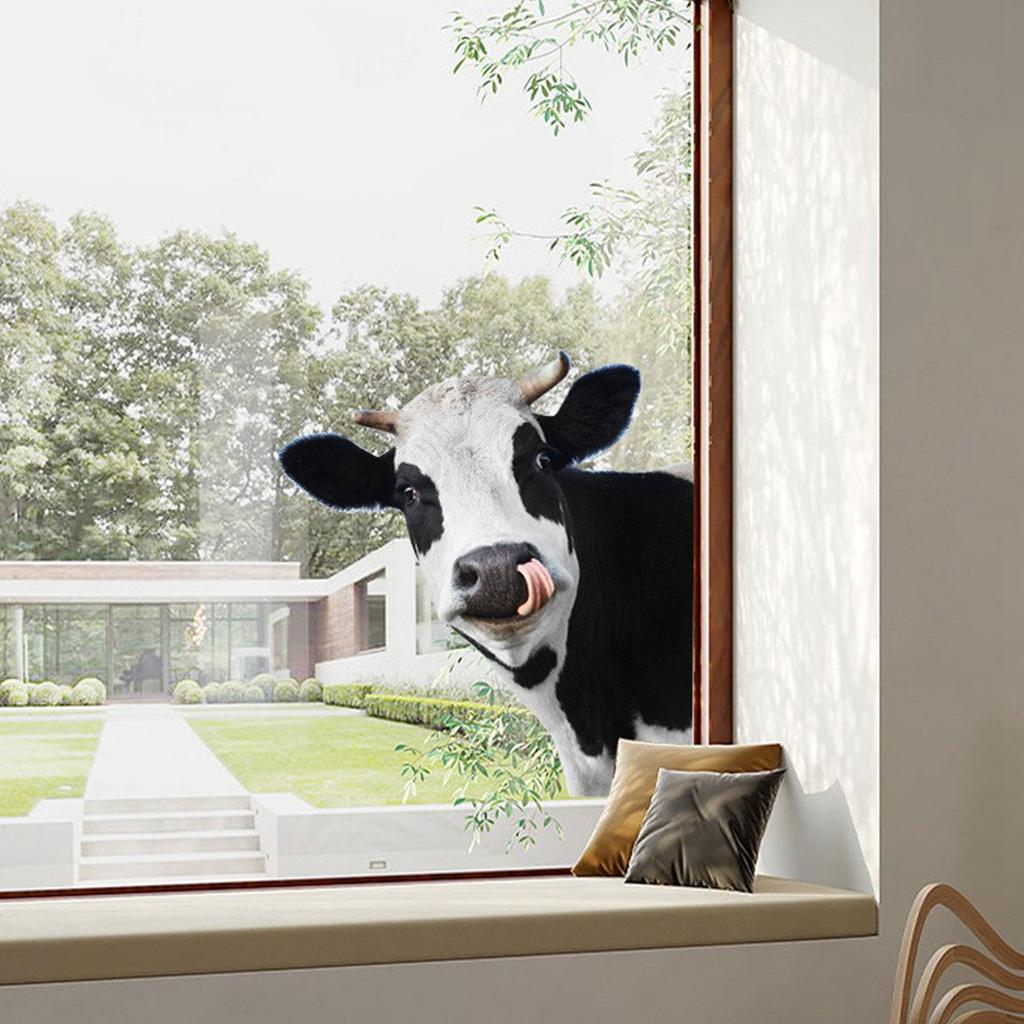 Мультяшные наклейки с коровами, Витрины из стекла, Домашнее украшение для спальни, Самоклеящиеся наклейки на стену.