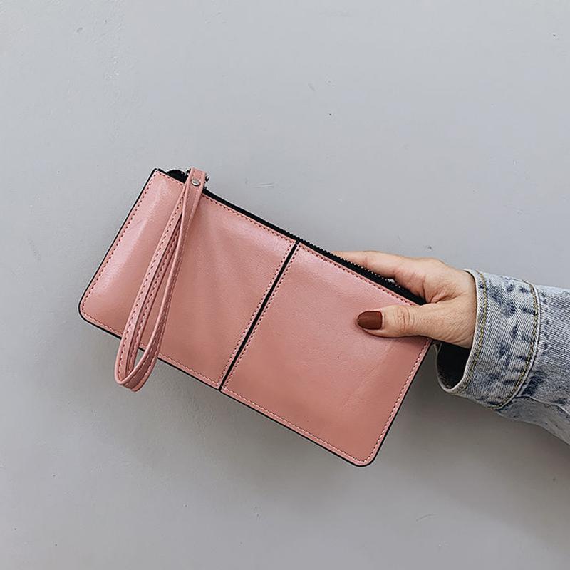 Модный однотонный кошелек, женская сумка из искусственной кожи, длинная молния, клатч, держатель для карт, портмоне, многослойная сумка для телефона