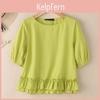 Zanzea Neck Round Casual Women Short Sleeve Blouse