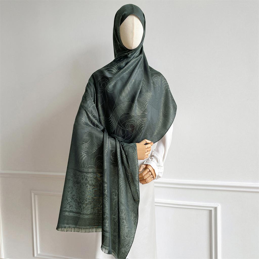 Luxury Paisley Pattern Women Hijab Gold Thread Jacquard Scarf Muslim Wraps Ramadan Islam Headscarf Shawl Turban Neckerchief