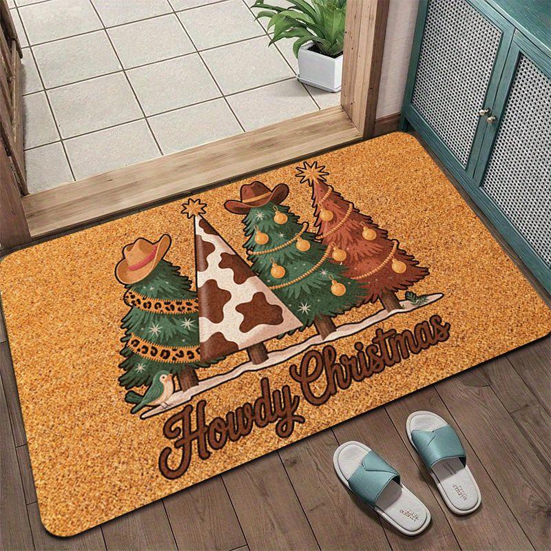 Oh Christmas Tree Doormat Coir Cake Tree Pattern Non Slip Entrance Rug Funny Xmas Holiday Floor Mat Front Door Outdoor