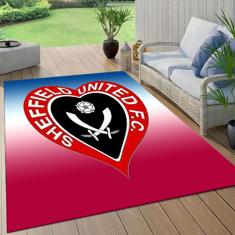 Sheffield United Flannel Pattern Square Carpet,Area Rug,Carpet Rug for Living Room Bedroom Sofa Playroom Decor,Non-slip Floor Mat