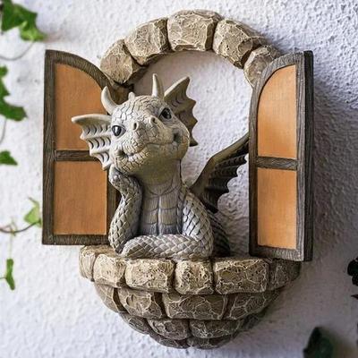 Скульптуры в форме дракона, смола, гиганты, скульптура для газона, готическая фэнтези, фигура дракона, искусство, садовые статуи для сада, патио, газона, садовое украшение
