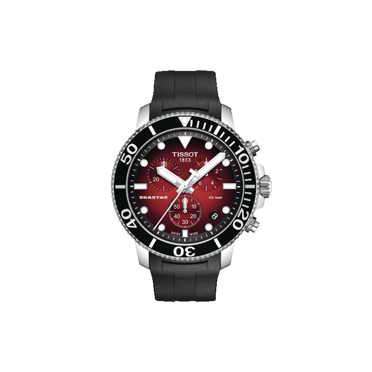 Tissot Коллекция Звезда Моря Кварцевый Механизм Водонепроницаемость 300 метров Унисекс Часы 45,5 мм Красный Циферблат T120.417.17.421.00