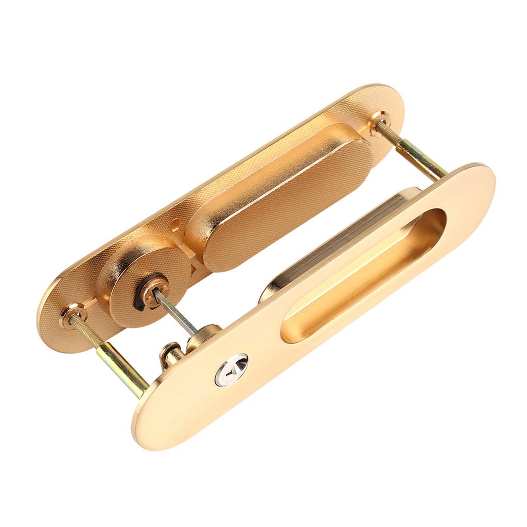 Sliding Door Lock Handle Anti Theft with Keys for Barn Wood Furniture Hardware Gold