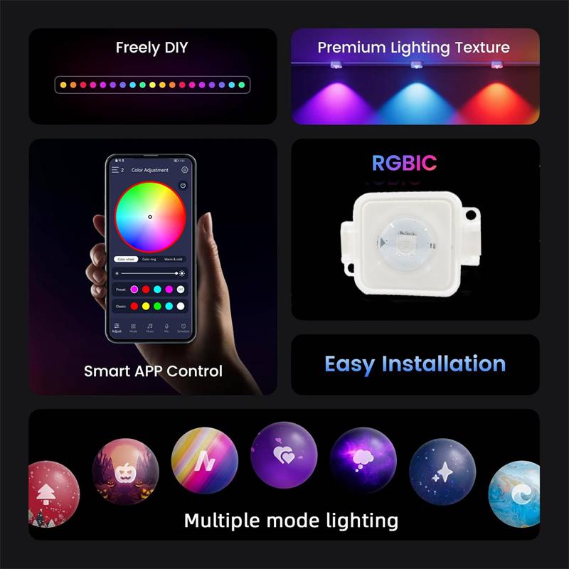 150/200ft LED Eaves Lights RGB LED Permanent Outdoor Lights DIY Colors IP67 Waterproof Eaves Lighting for House Poof Patio Decor