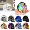 Clear Colorful Skull Figurine Life Size Skull Statue Sculpture Home Office Desktop Bookshelf Decoration Ornament Halloween Festival Gift