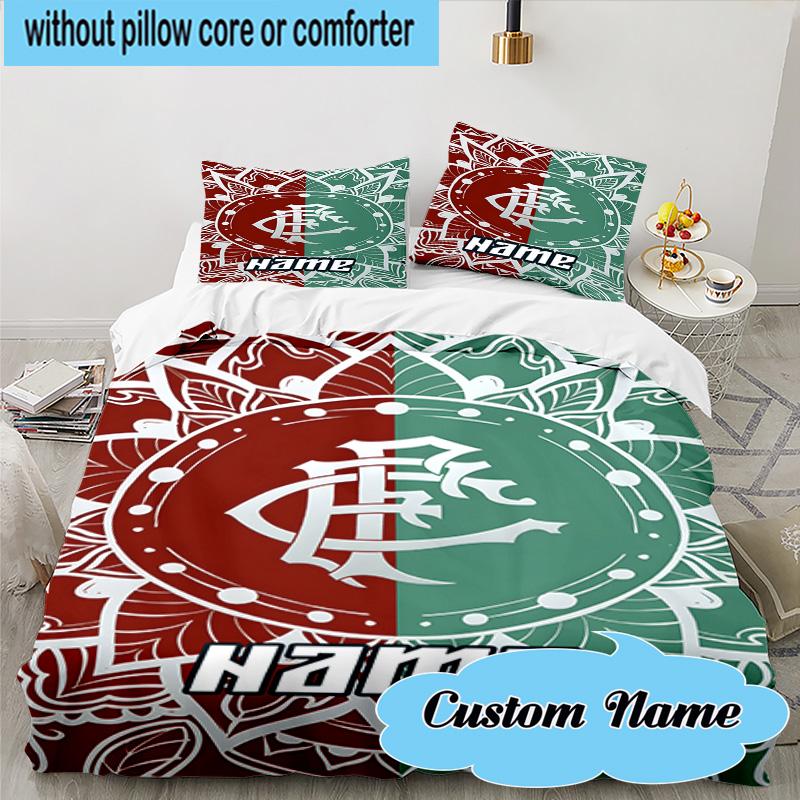 3PCS Custom Name Flamengo Crest Artwork Bedding Set, Including 1pc Duvet Cover And 2pcs Pillowcases, Suitable for dorms and bedrooms Gift