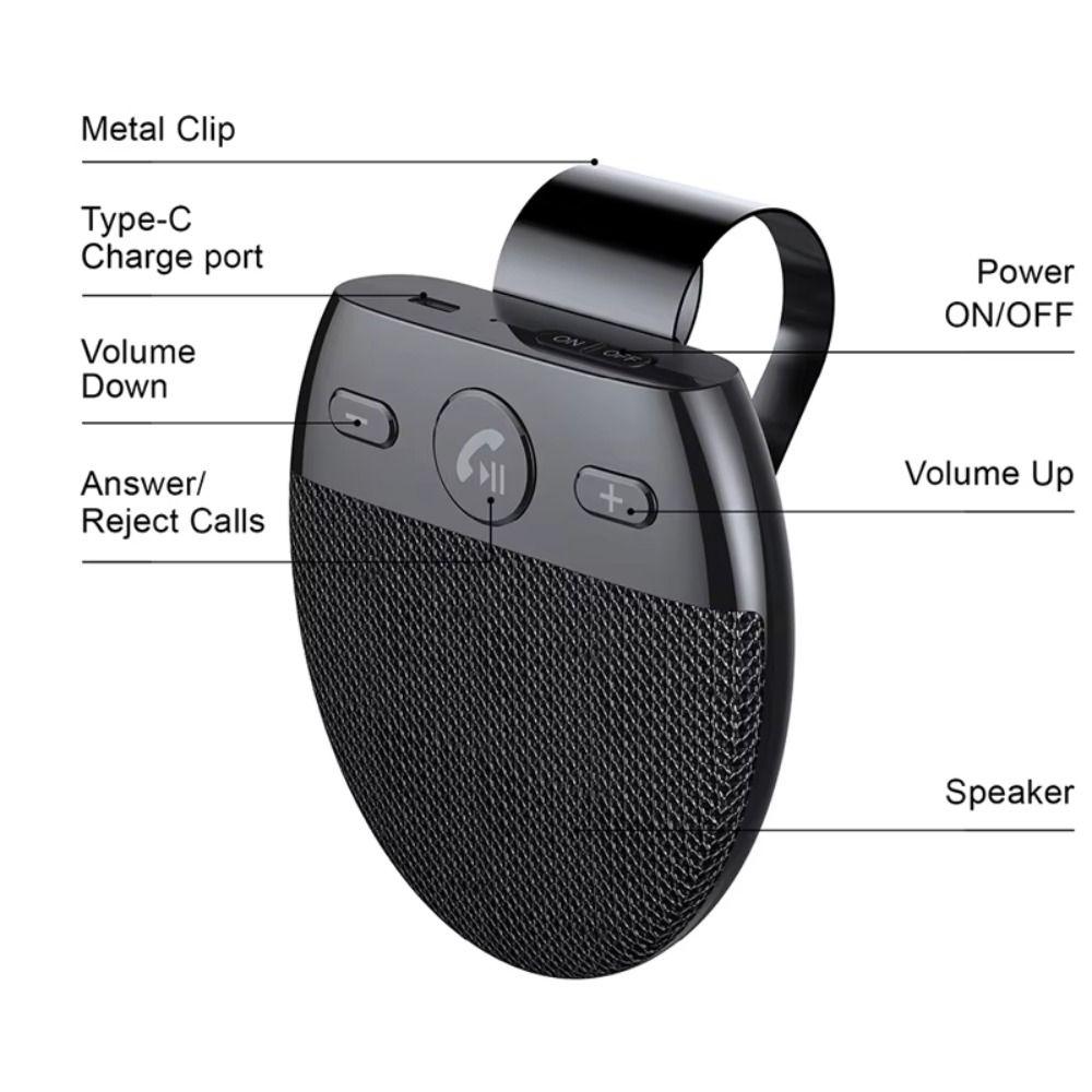 Bluetooth 5.0 Handsfree Car Kit High Definition Voice Sun Visor Music Player Music Playback