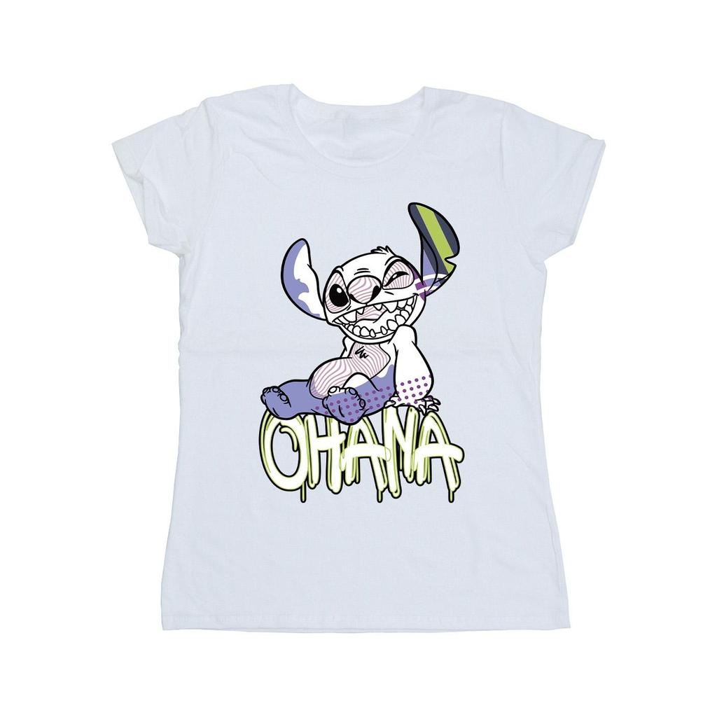 Disney Womens/Ladies Lilo And Stitch Ohana Graffiti Cotton T-Shirt