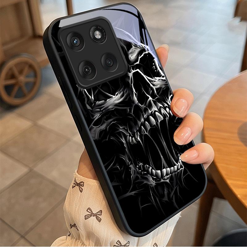Готический шип череп искусство Черное стекло Чехол для телефона Для Motorola Moto Edge 60 70 20 Lite 30 Pro 40 50 Ultra X30 Pro G14 G75 G84 Чехол