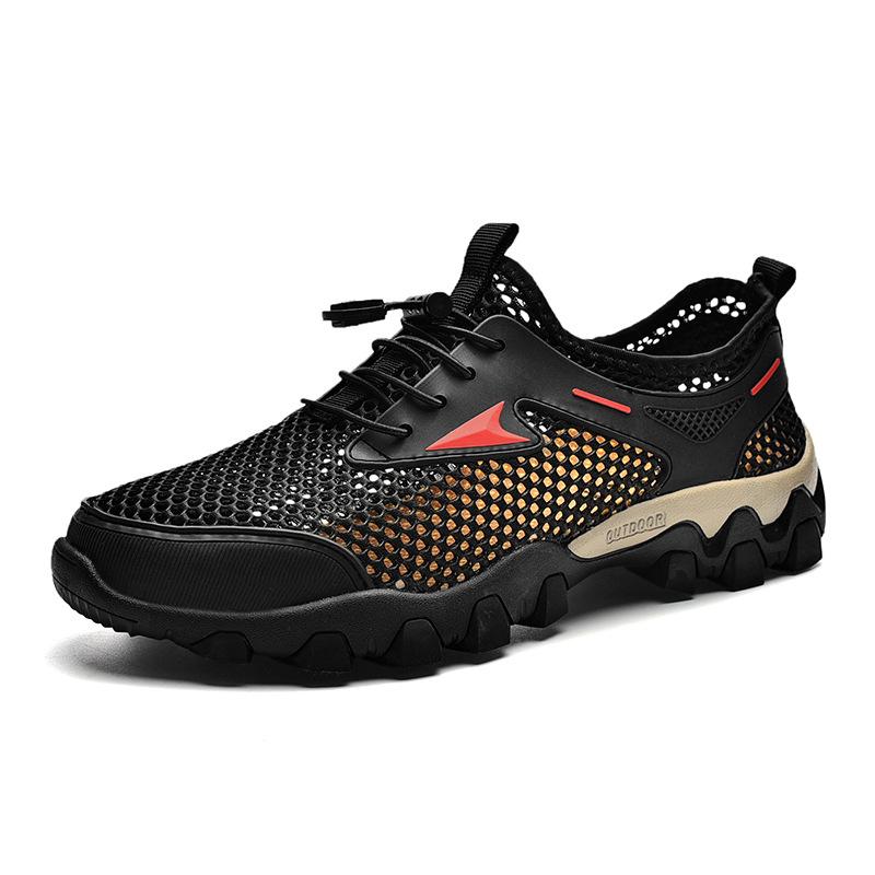 Обувь с сеткой, новая летняя обувь для пеших прогулок, походов на открытом воздухе, с сеткой, легкая, быстросохнущая, тонкая мужская обувь с дышащей сеткой