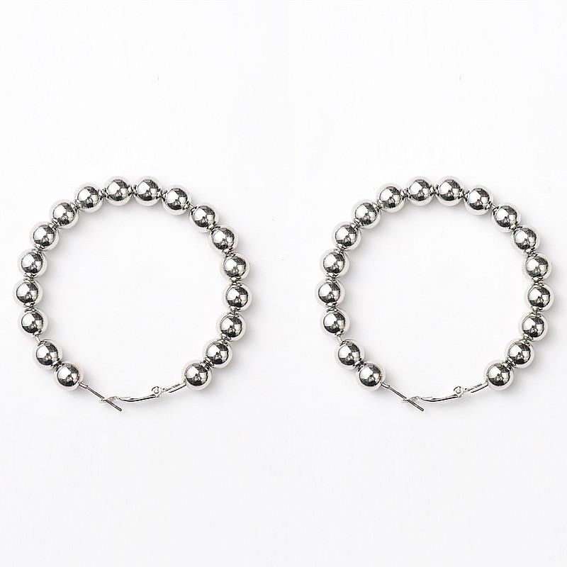 Vintage Gold Color Beads Hoop Earrings For Women Exaggerated Round Beaded Circle Big Hoops Earring Jewelry Female Pendients Gift