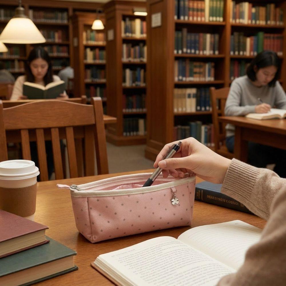 Large Capacity Portable Pencil Pouch Zipper Pencil Bag Simple Aesthetic Makeup Bag  Back To School
