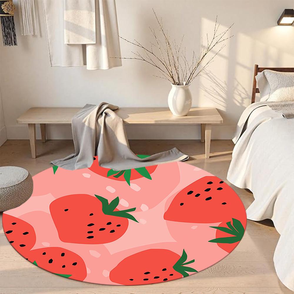 Fruit Round Office Rug Design for Foyer Playrooms Outdoor Bedrooms Anti-slip Round Rug Office home decor Perfect Gift for Women Men