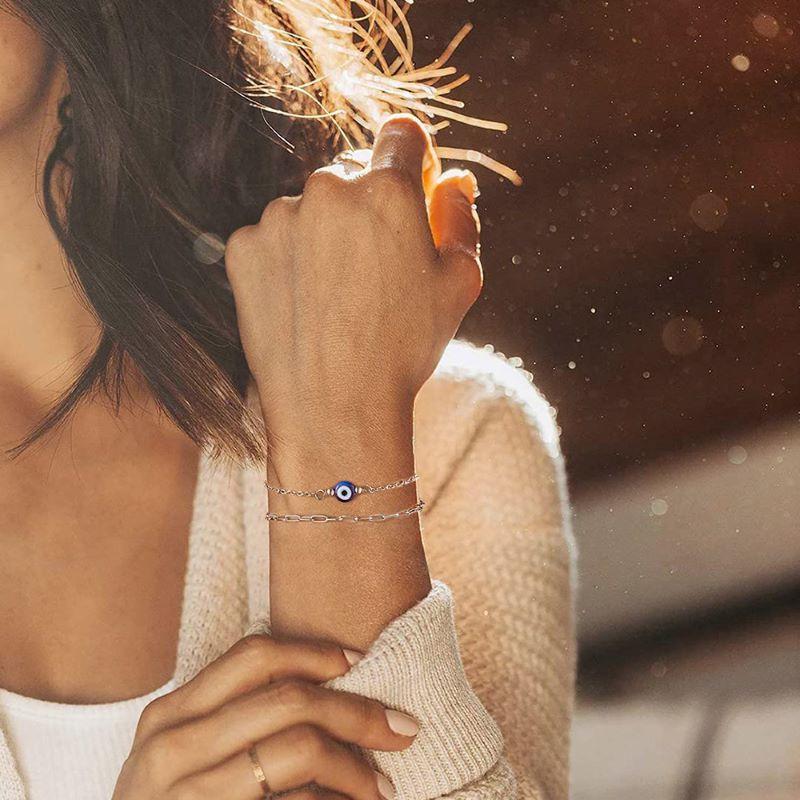 Двухслойный браслет Bohemian Devil Eye с универсальной цепочкой-скрепкой
