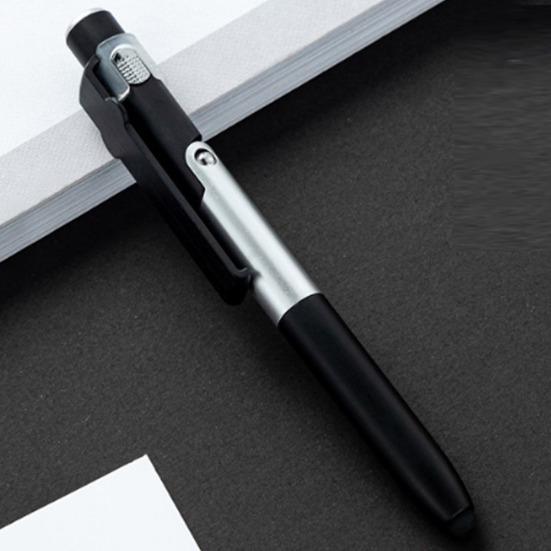 Шариковая ручка 4-в-1 со стилусом, светодиодной подсветкой, подставкой для телефона, плавное письмо