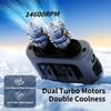 Socool 14500 мАч Портативный поясной вентилятор Двойной выход воздушного потока Турбомоторы с четырьмя зажимами Аварийный фонарик Пауэрбанк для улицы
