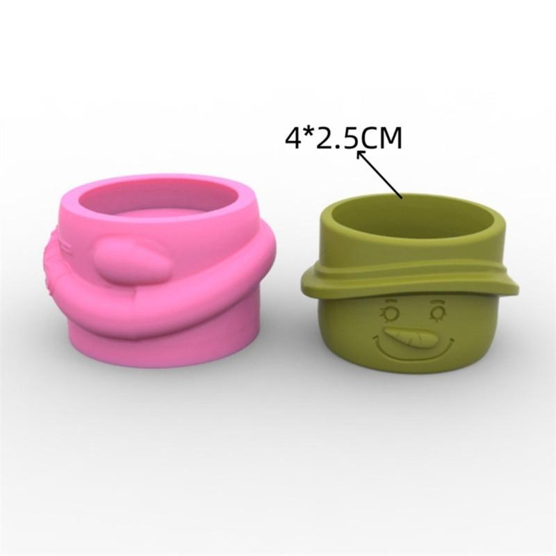 3pcs  Snowman Flower  Silicone Molds Pen Holder Concrete Mold Succulent Planter Making Tool for  Craft Supplies