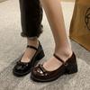 French Buckle Thick-soled Thick-heeled Mary Jane Single Shoes for Women's Summer New Versatile Bow High Heels