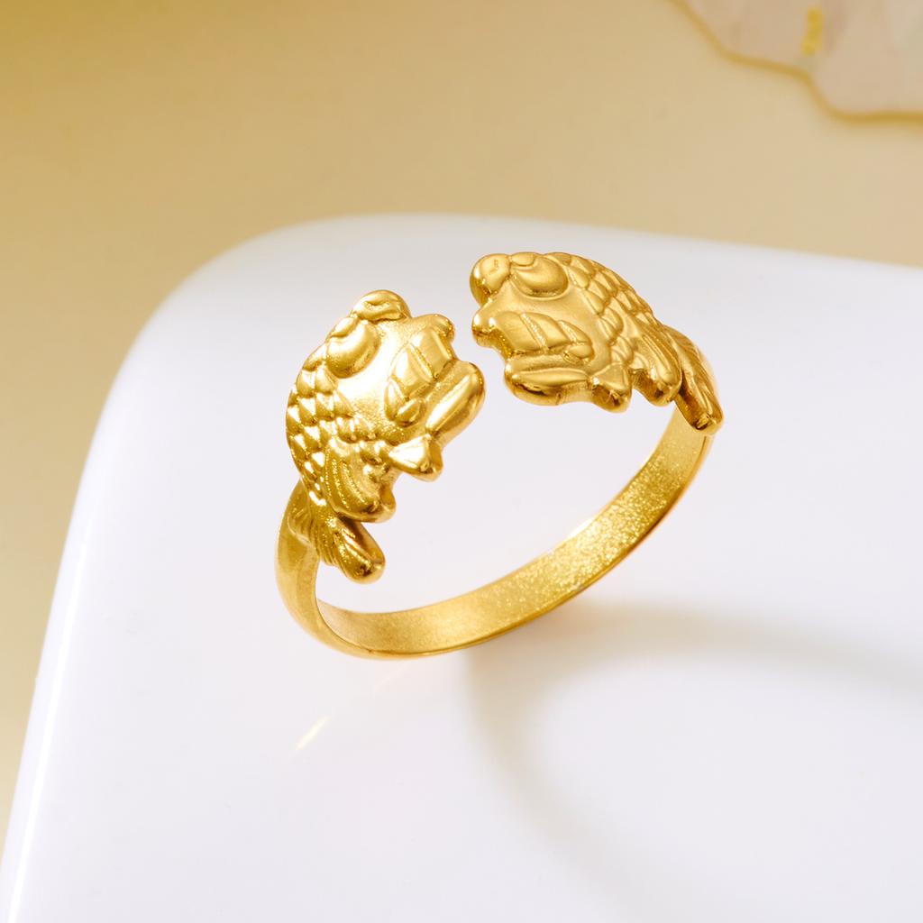 Vintage Gold Color Starfish Shell Rings for Women Stainless Steel Ocean Series Flower Stars Whale Adjustable Finger Ring Jewelry