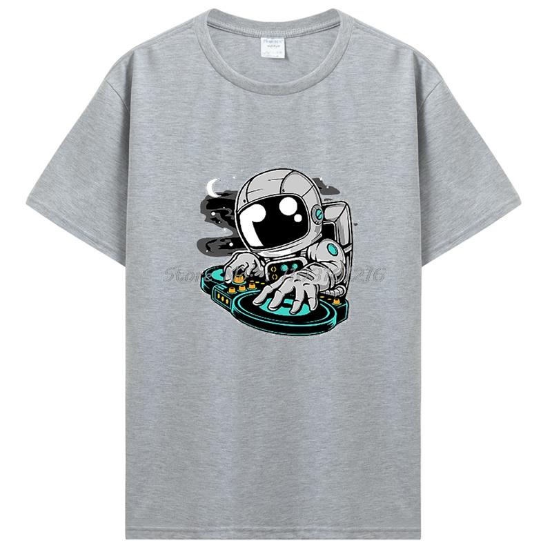 Футболка Астронавт Космическая Оверсайз Футболка Повседневные Топы с Принтом Хлопок Фитнес Короткий Рукав Оверсайз Футболка Унисекс Мужская Одежда