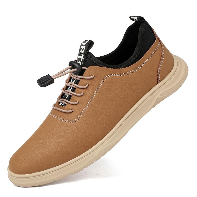 Fashion Male Comfortable Outdoor Hiking Shoe 2024 Elastic Band Mens Sneakers All-match Men Casual Shoes Genuine Leather Driving Shoes