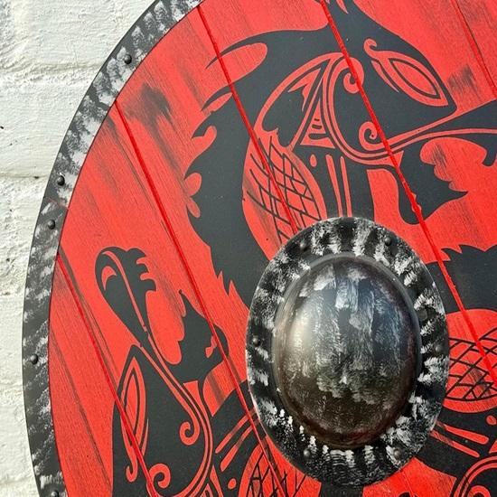 Викингский Щит Красный Дракон Ручной Работы Деревянный Норвежский LARP Косплей Реквизит