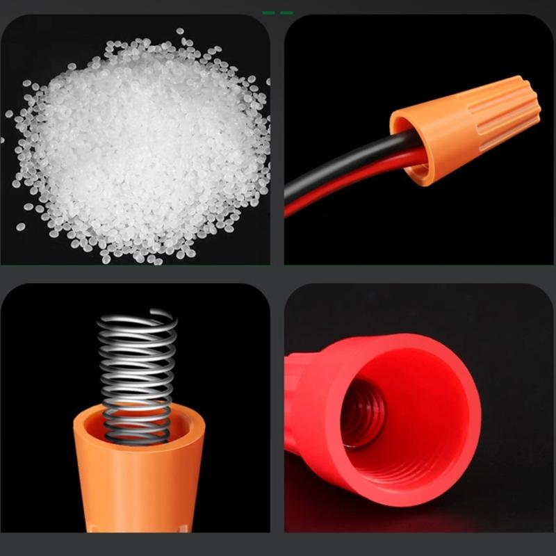 Соединители для проводов с стальной пружиной для стабильного соединения 300 шт. Легко закручивающиеся ребристые колпачки для электрического соединения проводов