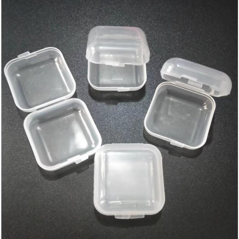 1/100pcs Small Square Jewelry Storage Box Covers Case for Pill Earrings Transparent Plastic Dustproof Earplug Storage Pack Boxes
