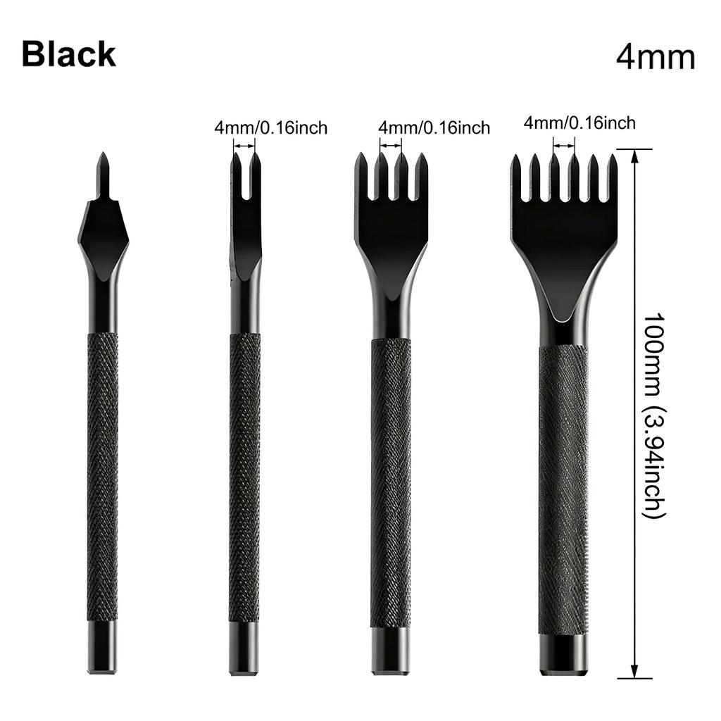4Pcs/set 1/2/4/6 Prong DIY Leather Hole Punch Tool Leather Stitching Tools Diamon Chisel Leather Carving Punch Hole Tool