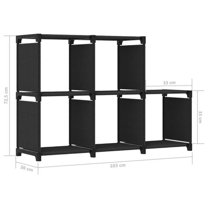 VidaXL Etagère d'Affichage 5 Cubes Bibliothèque Etagère de Rangement Organisateur Support de Rangement Maison Intérieur Noir 322602