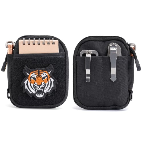 SP1 EDC Pouch, Pocket Organizer, Mighty Pouch for Men, EDC Bag with Patch Area, Small Tool Pouch with D-Ring, Elastic Organizer Utility Pouch for Mult