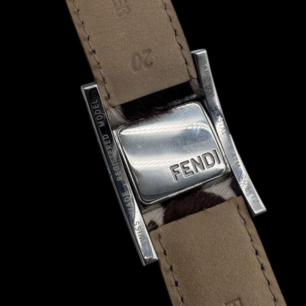 Б/У Новый на батарейках FENDI Gyro Haraco с запасным ремешком Женские часы из нержавеющей стали кварцевые QZ черный циферблат