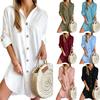 Autumn Casual Long-sleeved Lapel Button Shirt Dress Women's Clothing